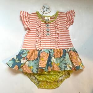 NEW Wildflowers Pink Stripe Floral One Piece Bubble Romper